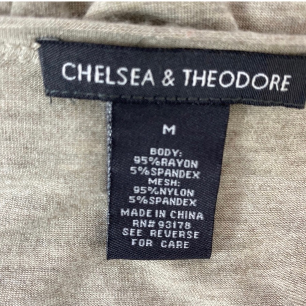 Chelsea & Theodore Contrast Tunic Top Gray Black Size M - Picture 6 of 7